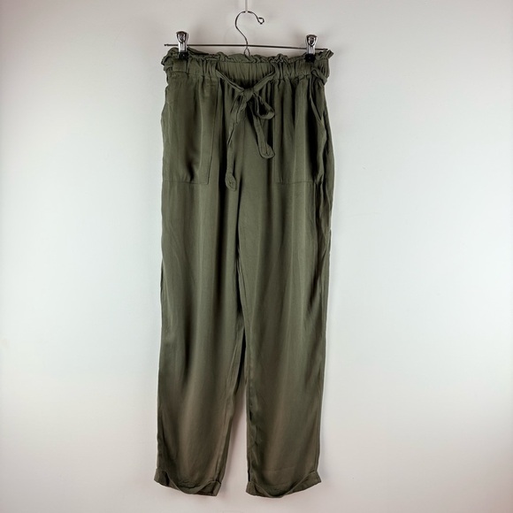Nordstrom Know One Cares Women's Wide Leg  Paperbag Pants Belt Green Small - Picture 2 of 5
